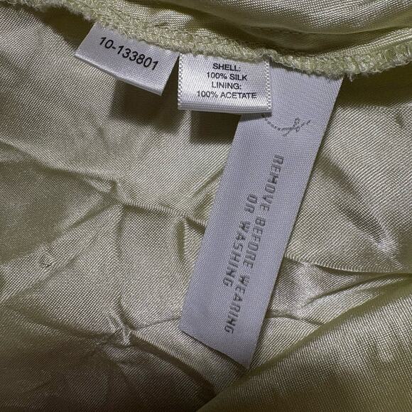 ANN TAYLOR Lime Green Silk Dress Size 4 Spaghetti Straps Coquette Wedding Pastel - Picture 8 of 15